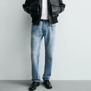 Zara Classic Solid Slim Ice Blue Jeans