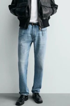 Zara Classic Solid Slim Ice Blue Jeans